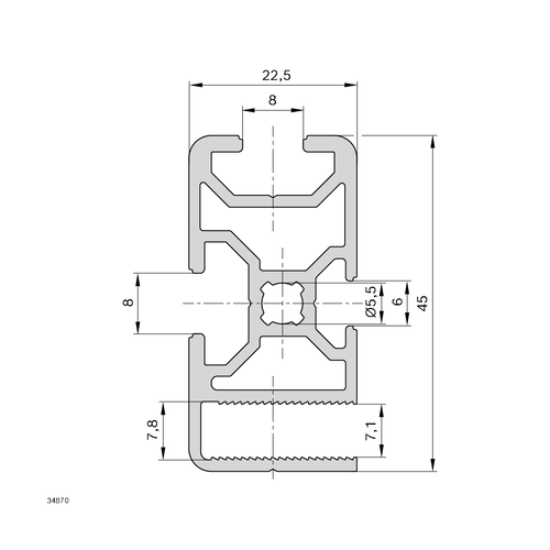 Hliníkový profil rámu EcoSafe, 3842564813, 22,5x45, Balení (24ks)