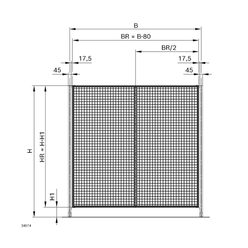 Ochranný rám HF, vertikálně rozdělený - pozinkovaný 3842567955, 1850x2000, (1ks)